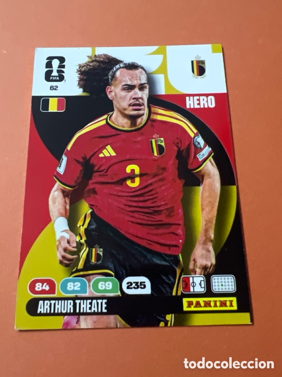 Cromos de f&uacute;tbol: E328. 62 ARTHUR THEATE BELGICA HERO ADRENALYN XL FIFA WORLD CUP MUNDIAL 2026 PANINI