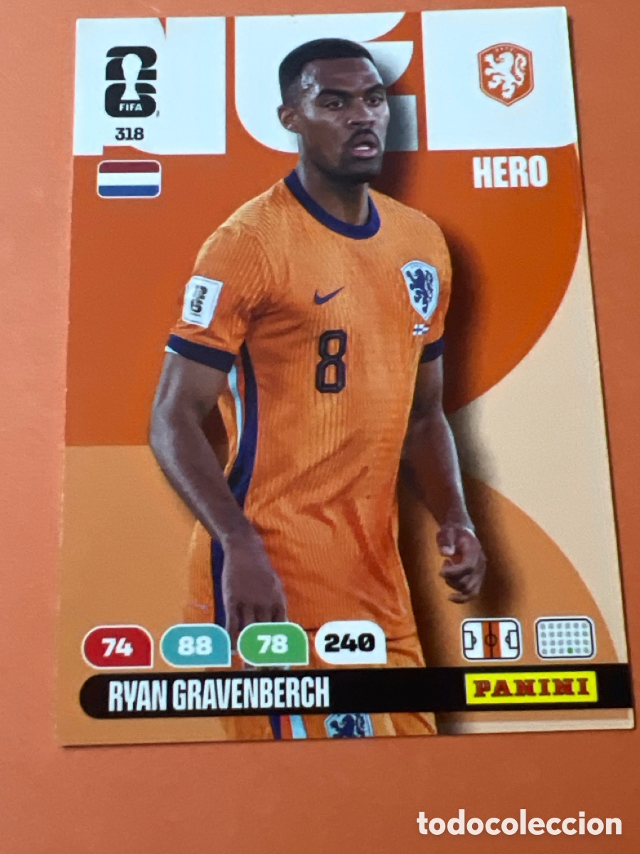 Cromos de f&uacute;tbol: E347. 318 RYAN GRAVENBERCH PA&Iacute;SES BAJOS HOLANDA ADRENALYN MUNDIAL FIFA WORLD CUP 2026 PANINI