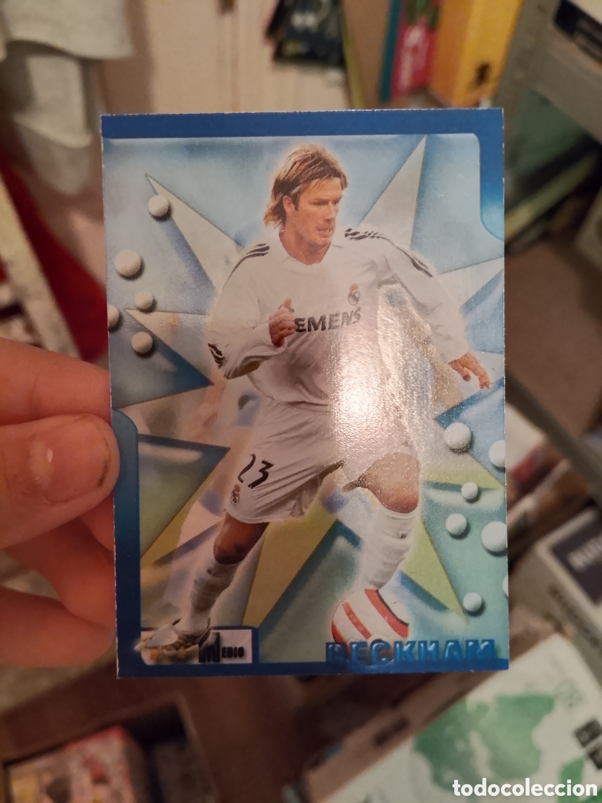 Cromos de f&uacute;tbol: N&ordm; 92 DAVID BECKHAM, REAL MADRID: CROMO FICHAS LIGA 05-06 MUNDICROMO TOP MEDIO 2005-2006 BRILLO LISO