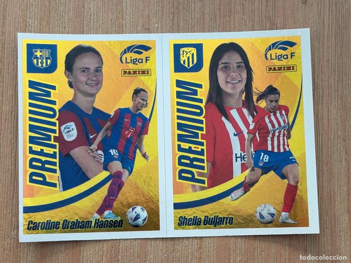 Cromos de f&uacute;tbol: Ik25. CROMO PREMIUM LIMITADA CAROLINE GRAHAM HANSEN BAR&Ccedil;A SHEILA GUIJARRO 23-24 LIGA F 2023-24