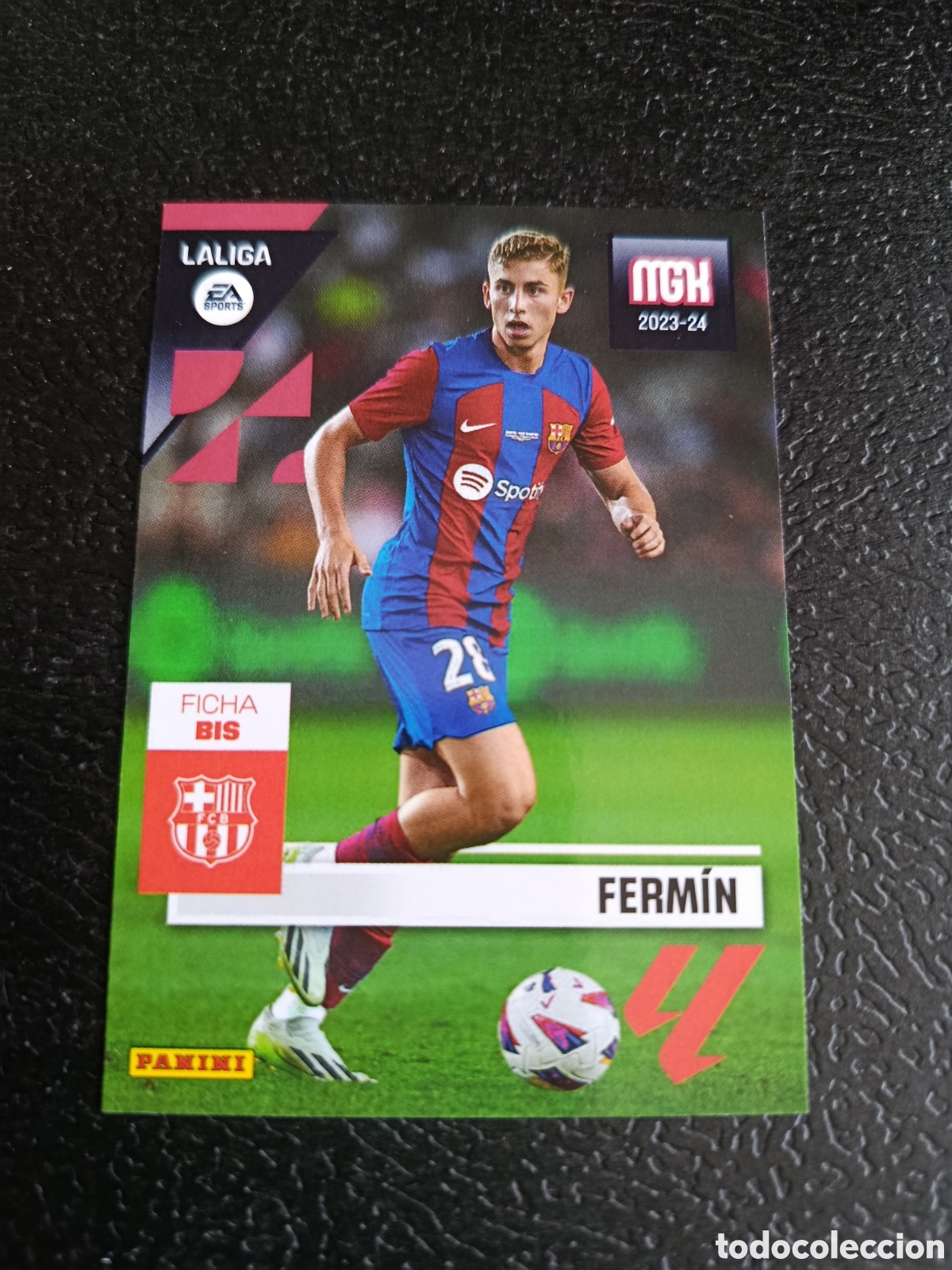 Fu&szlig;ball-Sticker: Ficha 106 Bis FERMIN Barcelona ROOKIE. Trading card MGK Megacracks LA LIGA 2023 2024 Panini. 23 24