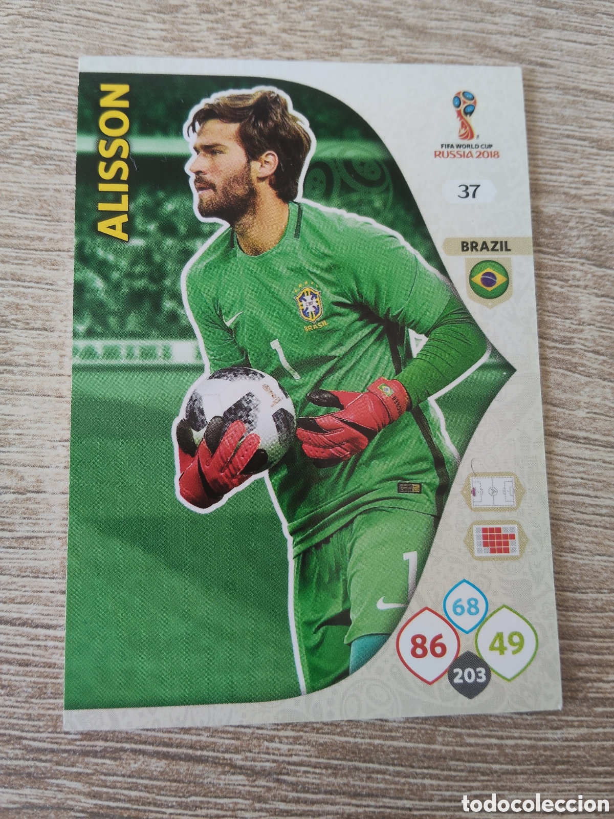 Cromos de f&uacute;tbol: Panini Adrenalyn mundial Rusia 2018 37 Alisson Brasil