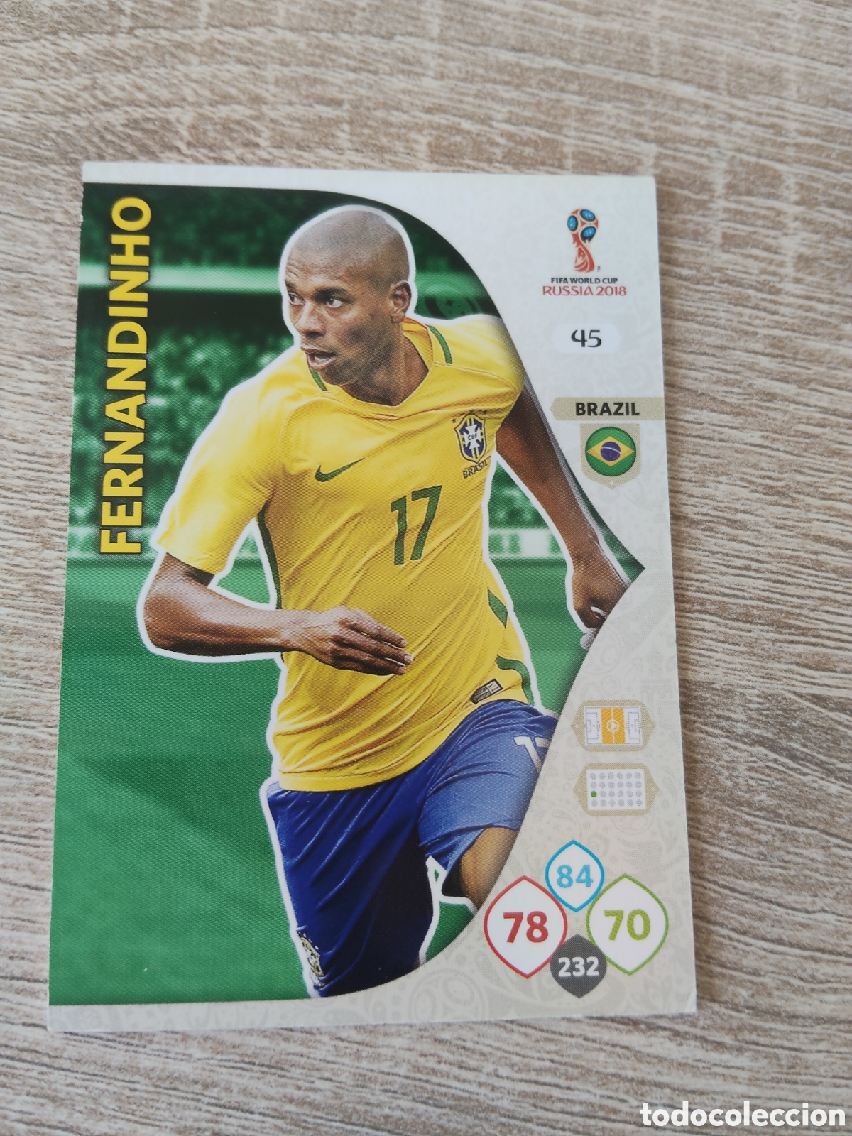 Cromos de f&uacute;tbol: Panini Adrenalyn mundial Rusia 2018 45 Fernandinho Brasil