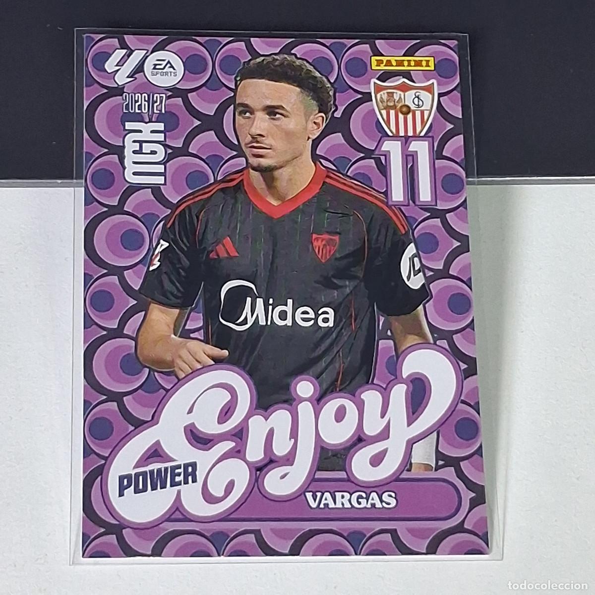 Cromos de f&uacute;tbol: D15 387P 387 P POWER VARGAS SEVILLA FC ENJOY MEGACRACKS LIGA 2026 2027 26 27 PANINI MGK