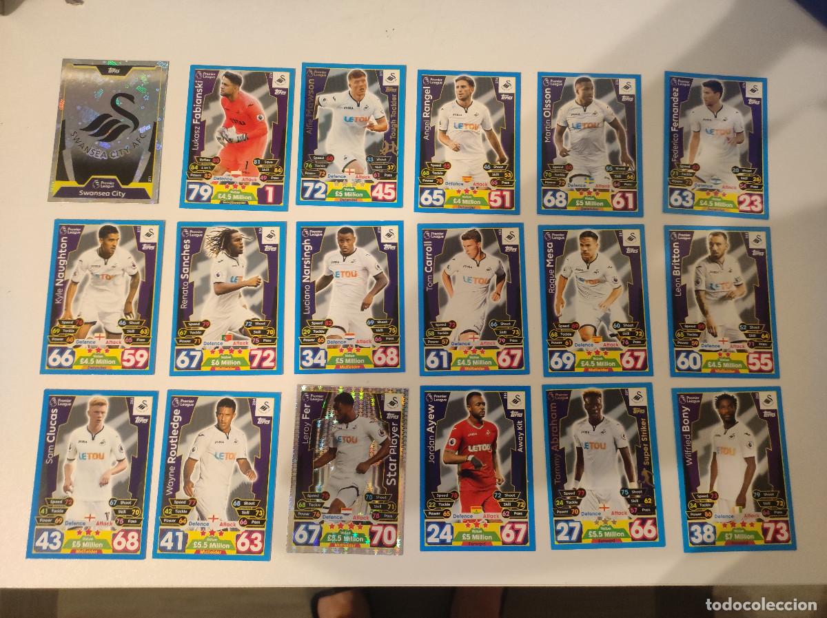Cromos de f&uacute;tbol: TOPPS MATCH ATTAX. PREMIER LEAGUE 17/18 SWANSEA CITY. 271-288