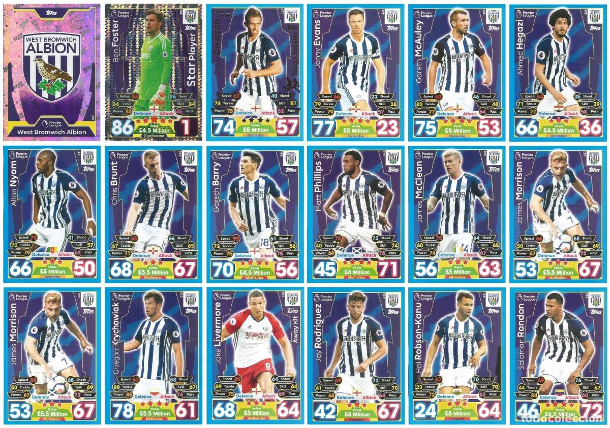 Cromos de f&uacute;tbol: TOPPS MATCH ATTAX. PREMIER LEAGUE 17/18 WEST BROMWICH ALBION. 325-342