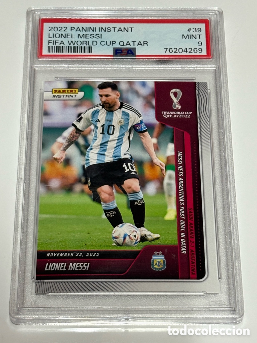 Cromos de Futebol: Panini Psa 9 Instant #39 FIFA World Cup 2022 Messi 1/796 First Goal In Qatar