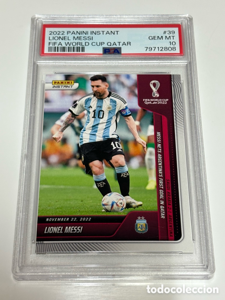 Cromos de Futebol: Panini Psa 10 Instant #39 FIFA World Cup 2022 Messi 1/796 First Goal In Qatar