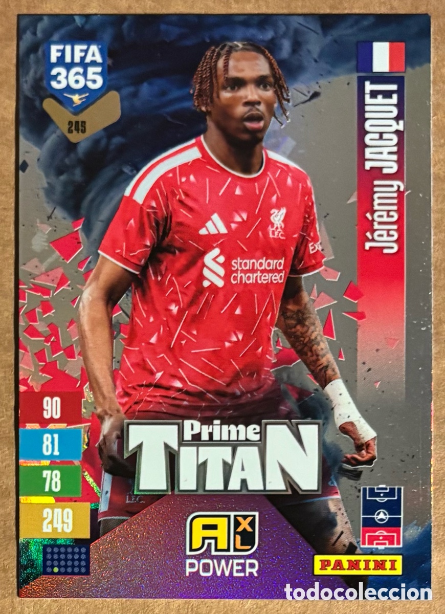 Cromos de f&uacute;tbol: JEREMY JACQUET (LIVERPOOL FC). CARTA PRIME TITAN POWER PANINI ADRENALYN XL FIFA 365. #245