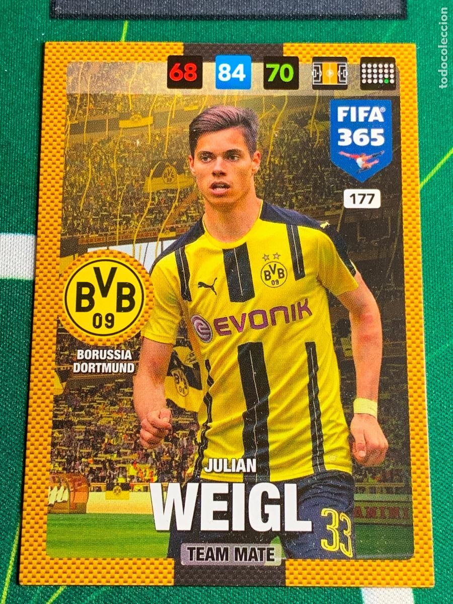 Cromos de f&uacute;tbol: 177 Julian Weigl Borussia Dortmund Adrenalyn Fifa 365 2016 2017 16 17 Nordic Edition