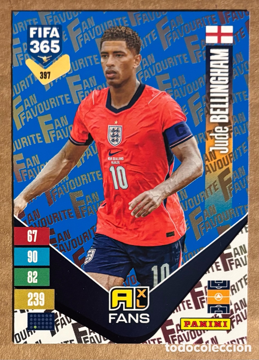 Cromos de f&uacute;tbol: JUDD BELLINGHAM (INGLATERRA). CARTA FANS FAVOURITE PARALELA AZUL PANINI ADRENALYN XL FIFA 365.