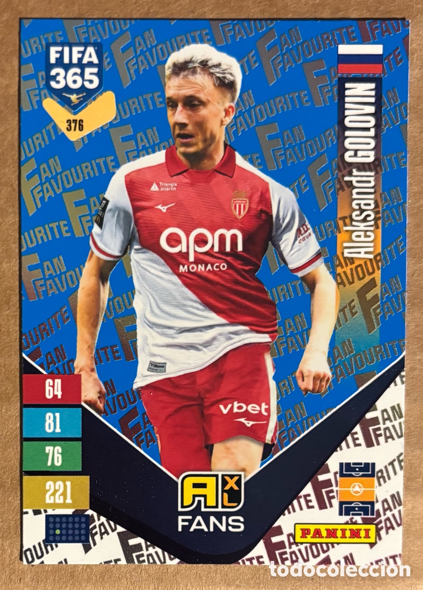 Cromos de f&uacute;tbol: ALEKSANDR GOLOVIN (AS MONACO). CARTA FANS FAVOURITE AZUL PARALELA PANINI ADRENALYN XL FIFA 365