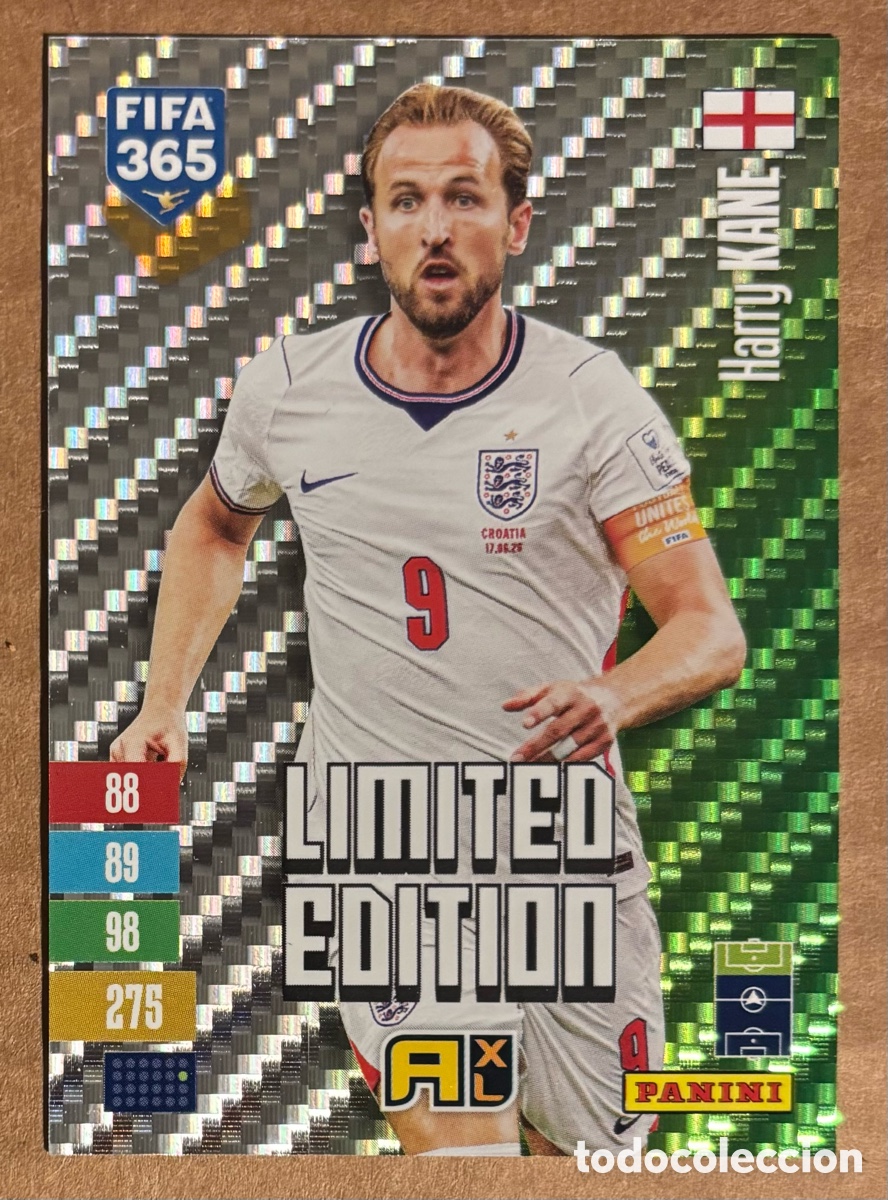 Cromos de f&uacute;tbol: HARRY KANE (INGLATERRA). CARTA LIMITED EDITION PANINI ADRENALYN XL FIFA 365.