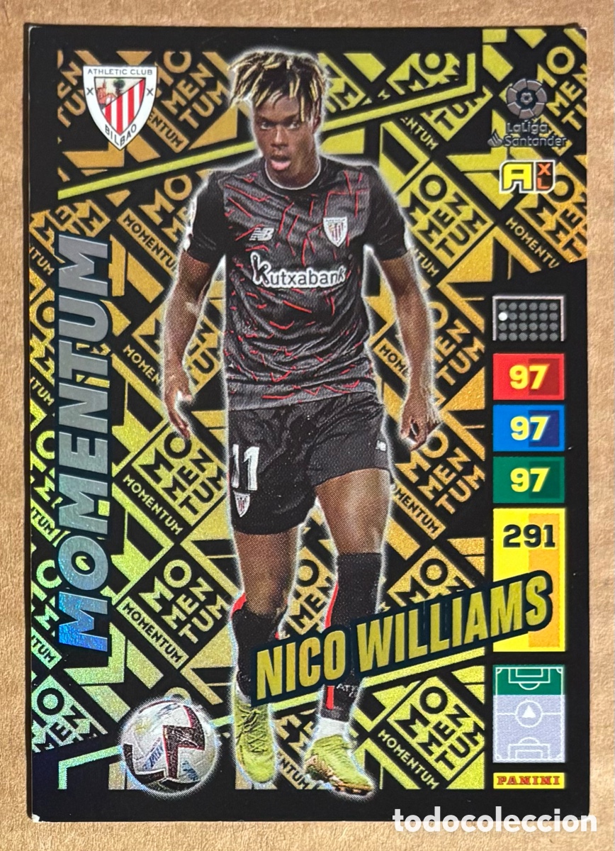Cromos de f&uacute;tbol: NICO WILLIAMS (ATHLETIC BILBAO). CARTA MOMENTUM PANINI ADRENALYN XL LA LIGA 2022/23.