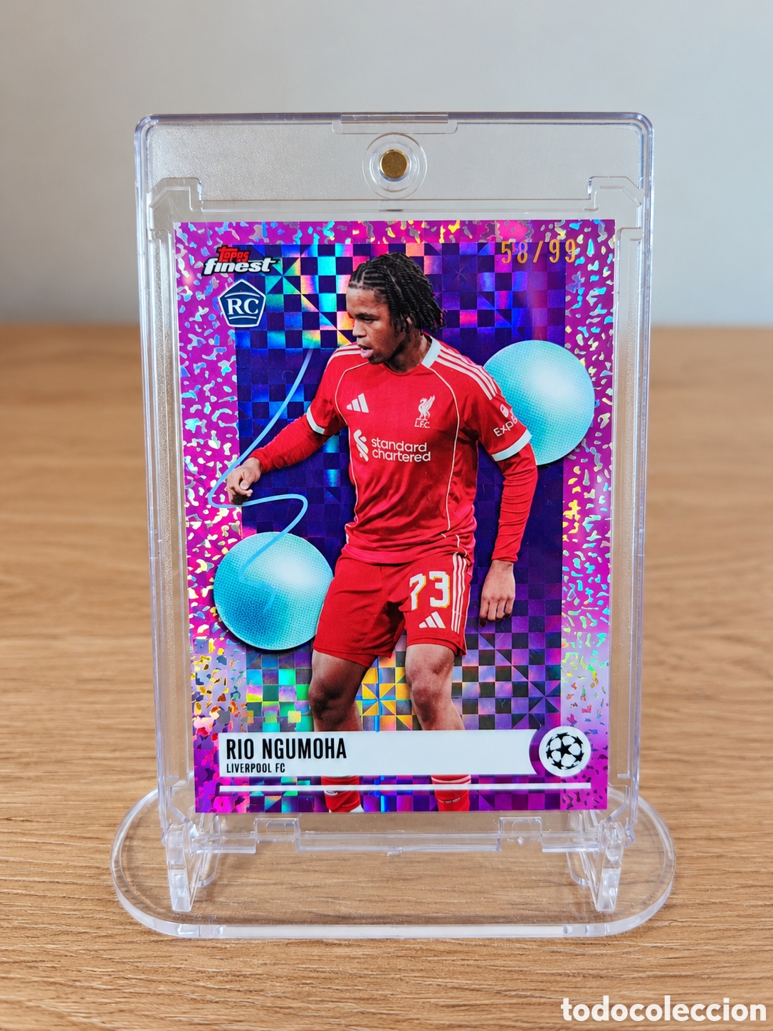 Cromos de f&uacute;tbol: Rio Ngumoha RC /99 Topps Finest UCL 2025-26 Liverpool