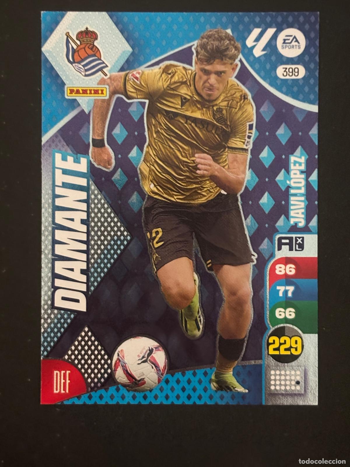Football Stickers: 399 JAVI L&Oacute;PEZ REAL SOCIEDAD DIAMANTES ADRENALYN XL LALIGA EA SPORTS 24-25 2024-2025