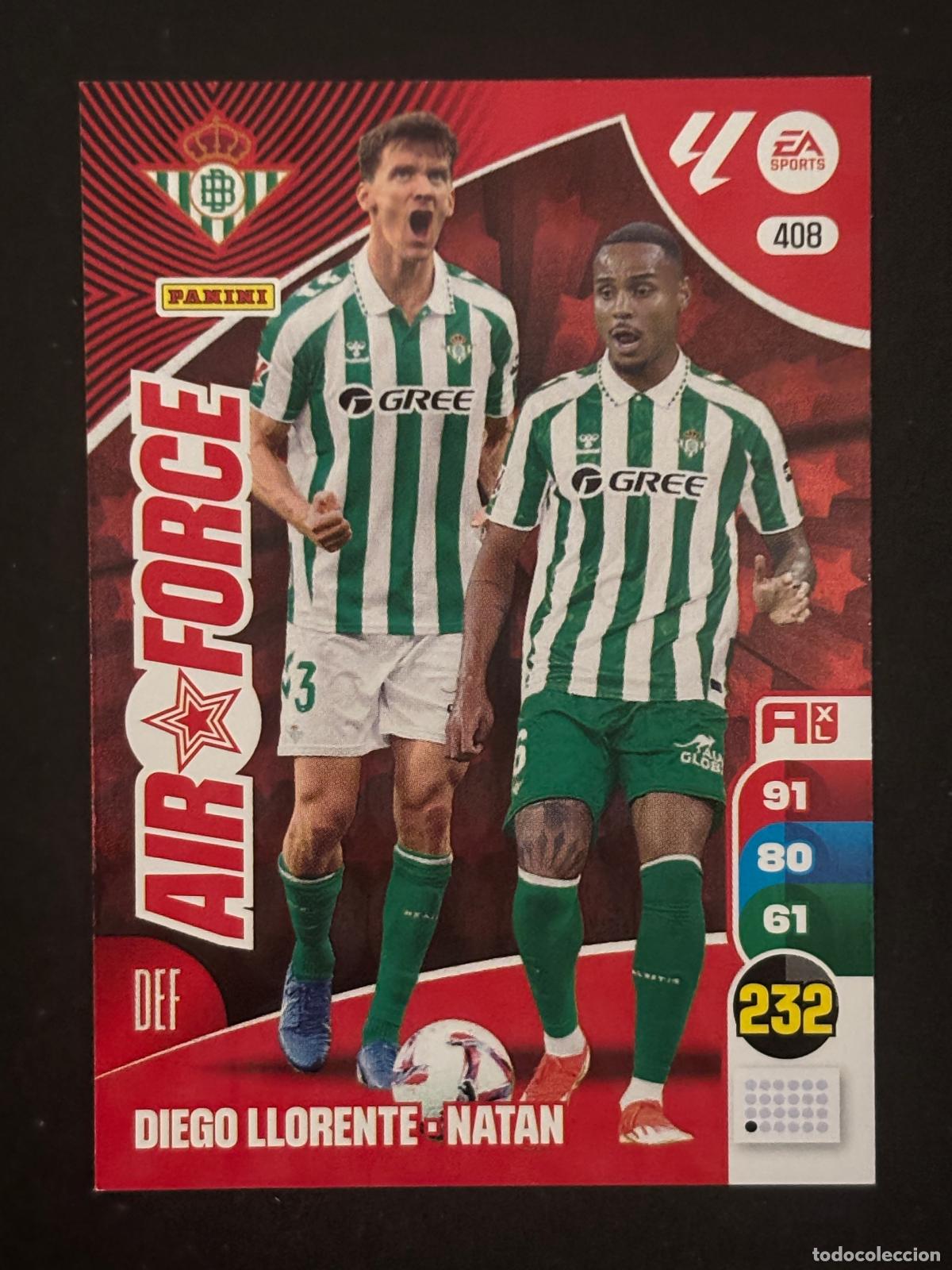 Football Stickers: 408 DIEGO LLORENTE/NATAN BETIS AIR FORCE ADRENALYN XL LALIGA EA SPORTS 24-25 2024-2025