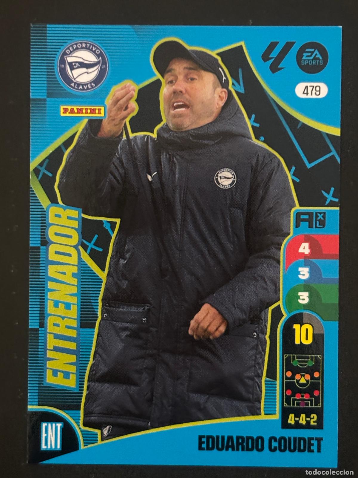 Fu&szlig;ball-Sticker: 479 EDUARDO COUDET ALAVES ENTRENADOR ADRENALYN PLUS 2&ordf; EDICI&Oacute;N ADRENALYN XL LALIGA 24-25