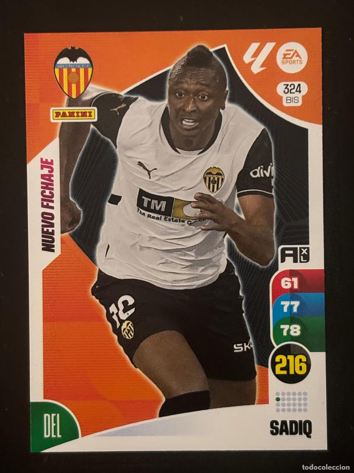 Cromos de f&uacute;tbol: 324BIS SADIQ VALENCIA ADRENALYN PLUS 2&ordf; EDICI&Oacute;N ADRENALYN XL LALIGA 24-25 2024-2025