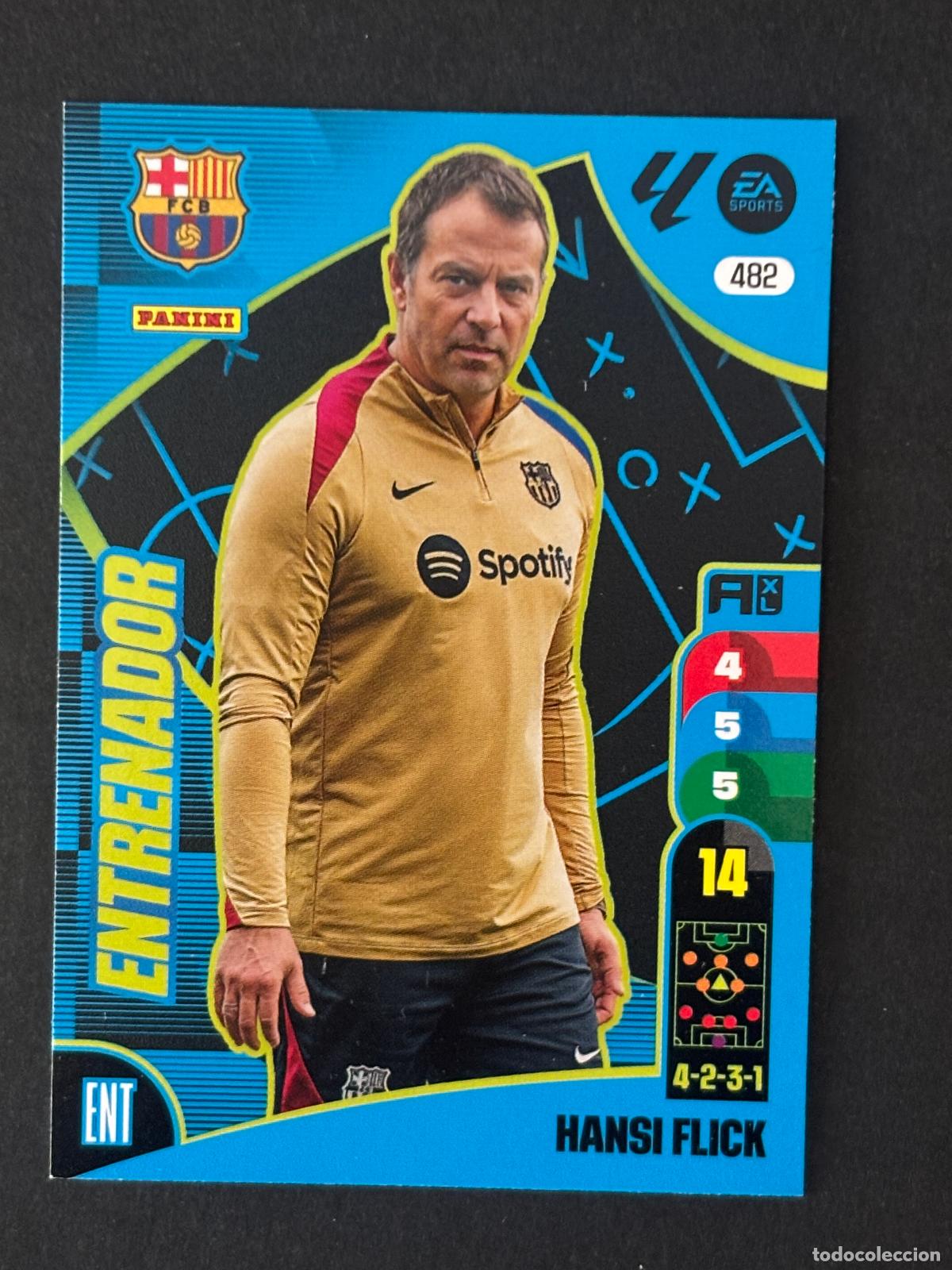 Cromos de f&uacute;tbol: 482 HANSI FLICK BARCELONA ENTRENADOR ADRENALYN PLUS 2&ordf; EDICI&Oacute;N ADRENALYN XL LALIGA 24-25
