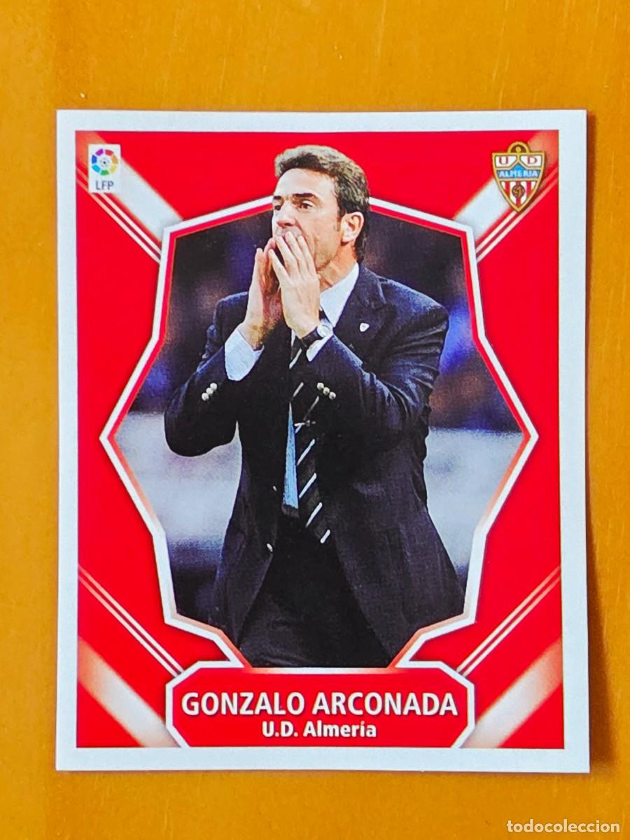 Cromos de f&uacute;tbol: Entrenador Gonzalo Arconada, UD Almer&iacute;a, Panini Ediciones Liga Este 2008 2009 08 09, sin pegar