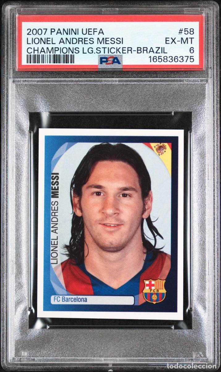 Cromos de f&uacute;tbol: Messi #58 FC Barcelona Panini Uefa Champions League Sticker Brazil 2007 08 PSA 6