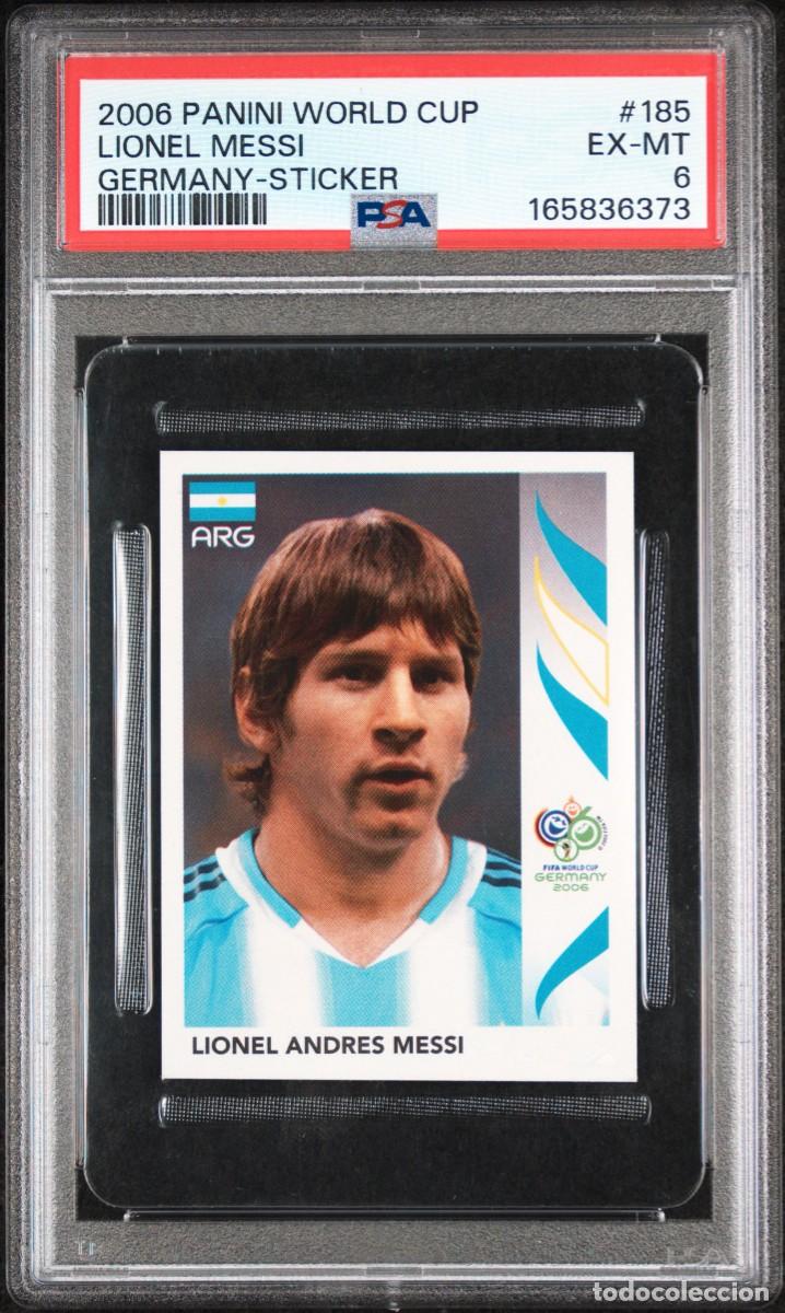Cromos de f&uacute;tbol: Lionel Messi #185 Argentina Panini World Cup Germany Sticker 2006 PSA 6