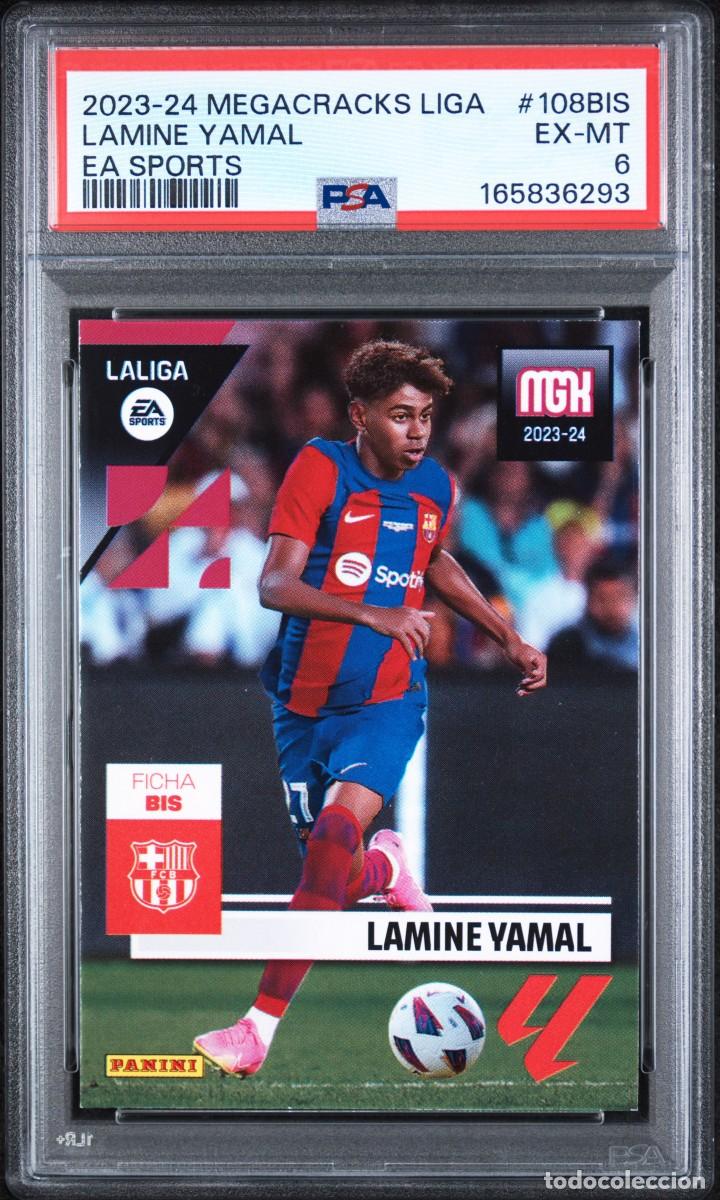 Cromos de f&uacute;tbol: Rookie Lamine Yamal #108BIS FC Barcelona Panini Megacracks 2023 24 PSA 6
