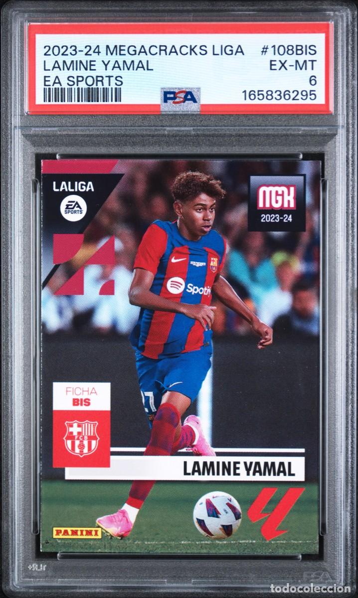 Cromos de f&uacute;tbol: Rookie Lamine Yamal #108BIS FC Barcelona Panini Megacracks 2023 24 PSA 6
