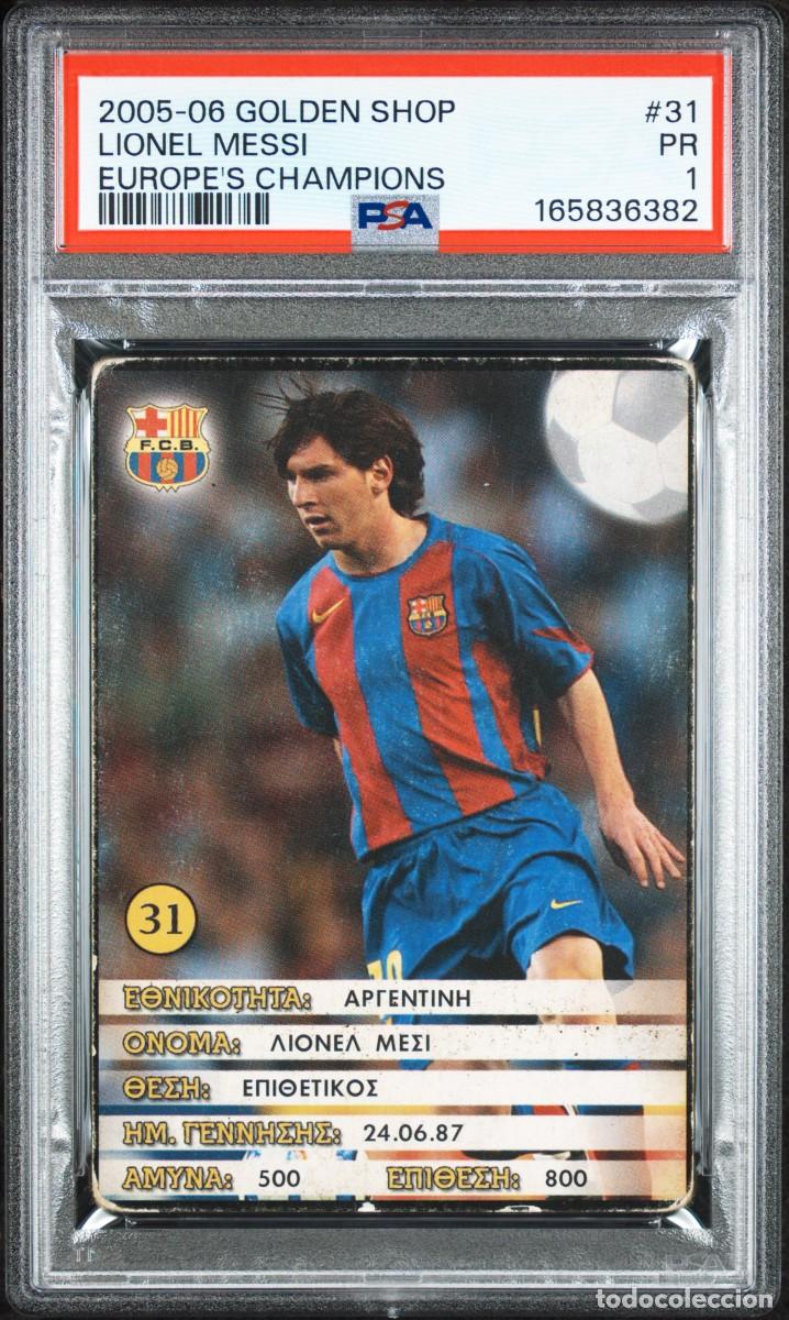 Cromos de f&uacute;tbol: Lionel Messi #31 FC Barcelona Rookie RC Champions Golden Shop 2005 06 PSA 1 Rara