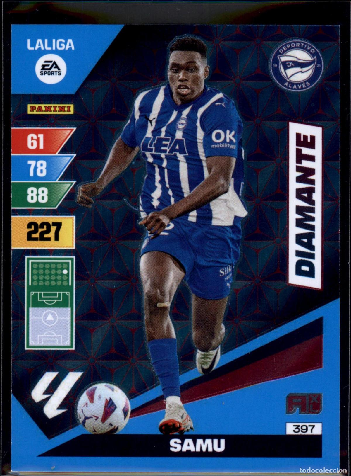 Cromos de f&uacute;tbol: Samu Omorodion Diamante N&ordm; 397 Deportivo Alav&eacute;s LaLiga EA SportsAdrenalyn XL 2023 2024 Panini 23 24