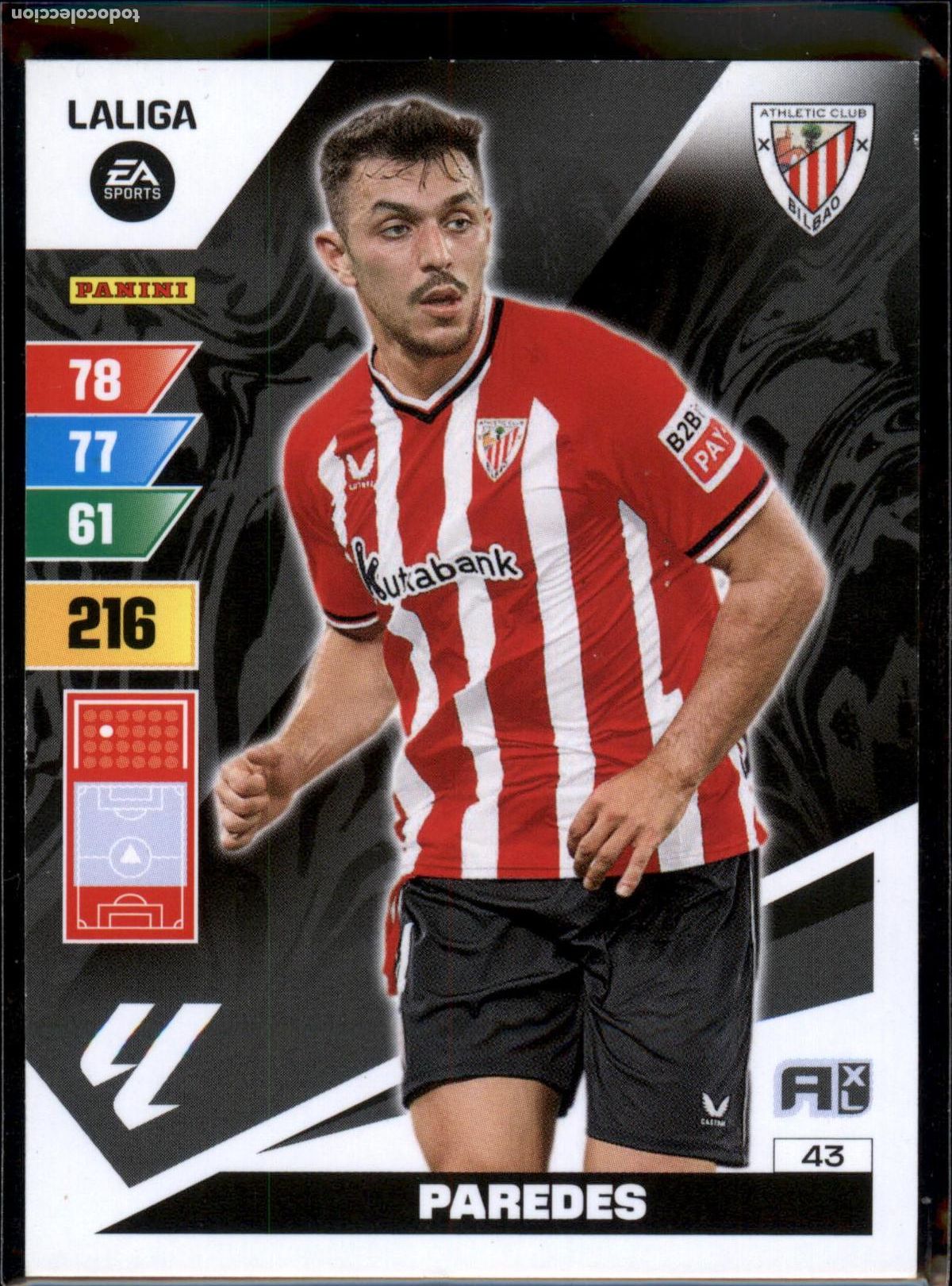 Cromos de f&uacute;tbol: Paredes N&ordm; 43 Athletic Club LaLiga EA SportsAdrenalyn XL 2023 2024 Panini 23 24