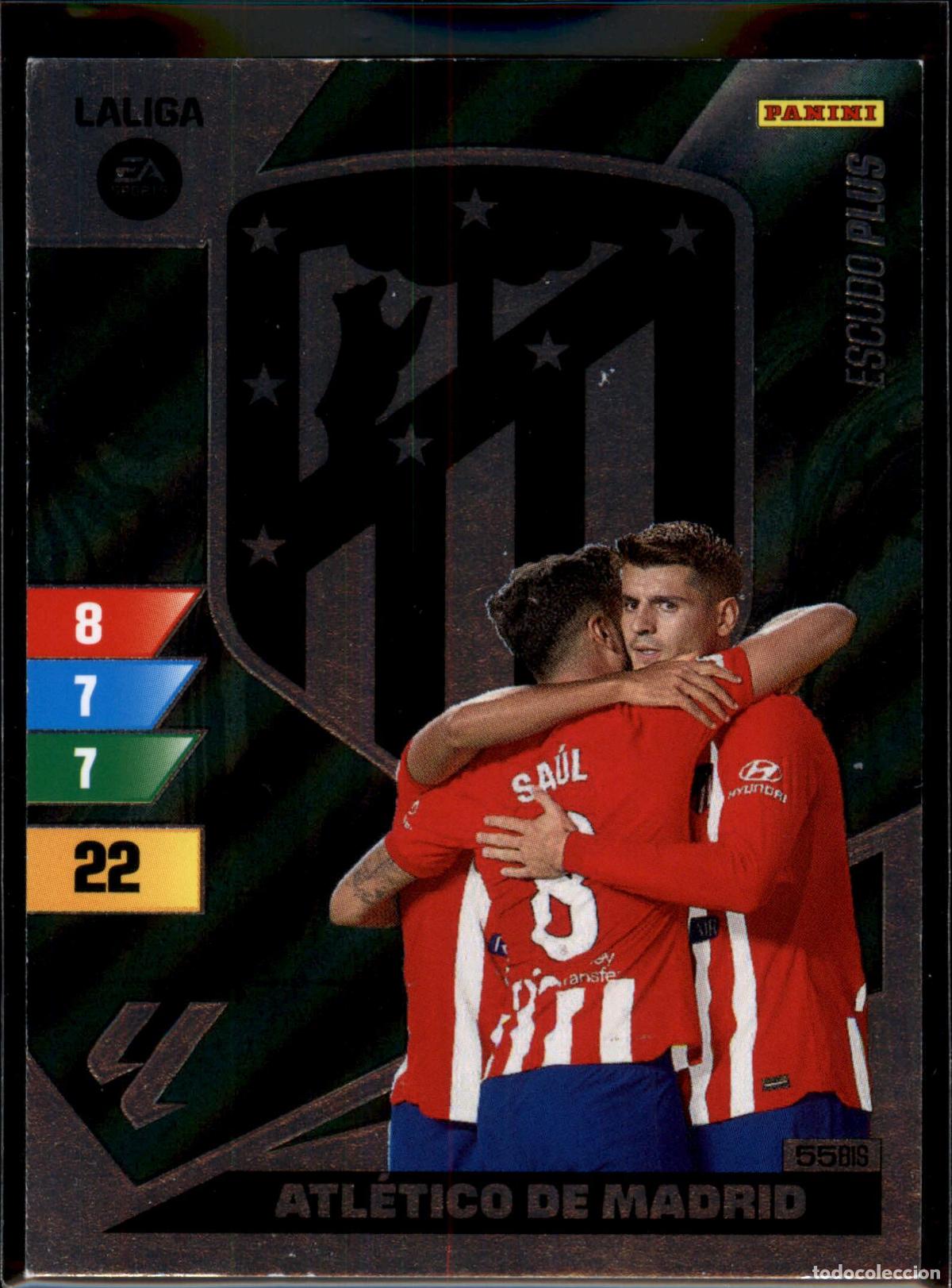 Figurine di Calcio: Escudo Plus Atl&eacute;tico de Madrid N&ordm; 55 Bis LaLiga EA SportsAdrenalyn XL 2023 2024 Panini 23 24
