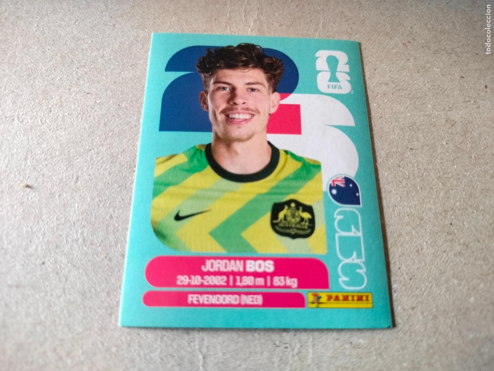 Fu&szlig;ball-Sticker: CROMO FUTBOL MUNDIAL 2026 JORDAN BOS AUSTRALIA N&Uacute;MERO 6