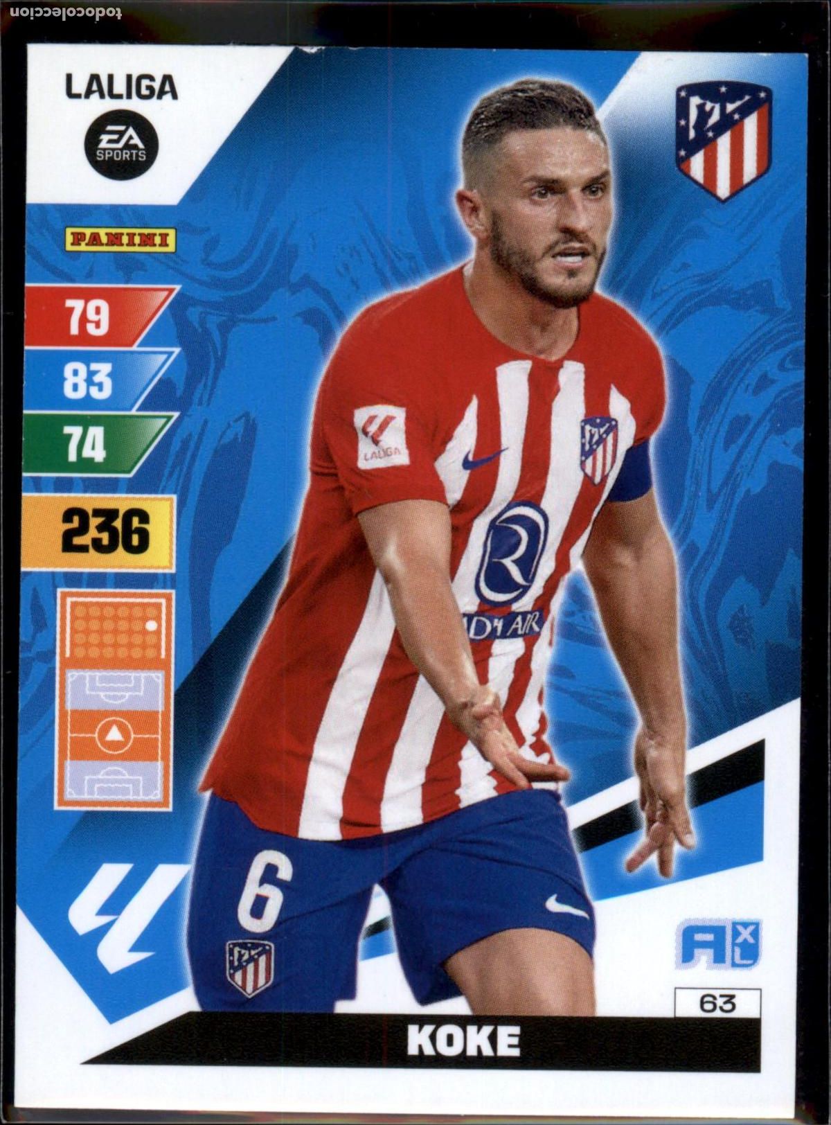 Figurine di Calcio: Koke N&ordm; 63 Atl&eacute;tico de Madrid LaLiga EA SportsAdrenalyn XL 2023 2024 Panini 23 24
