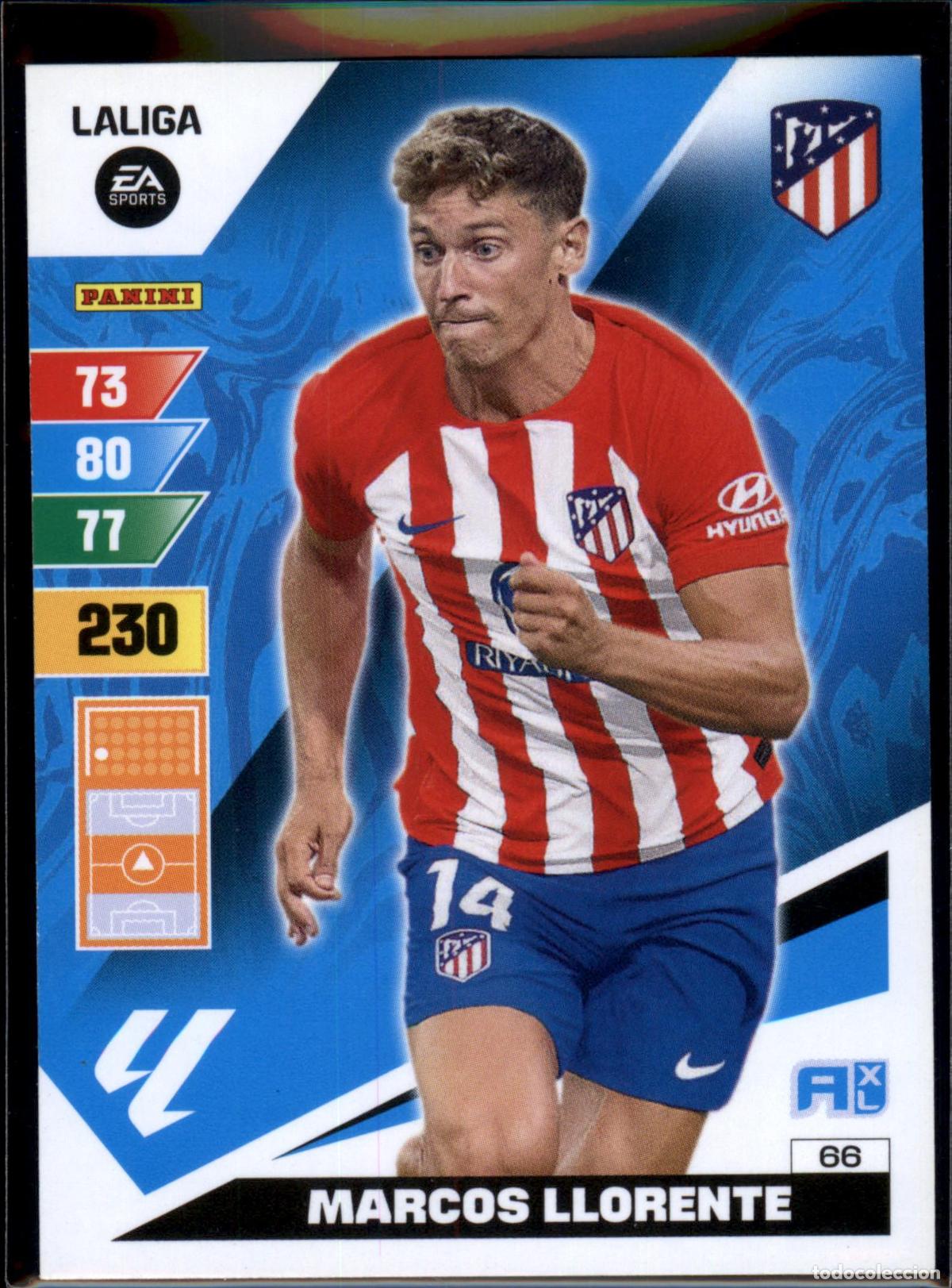 Figurine di Calcio: Marcos Llorente N&ordm; 66 Atl&eacute;tico de Madrid LaLiga EA SportsAdrenalyn XL 2023 2024 Panini 23 24