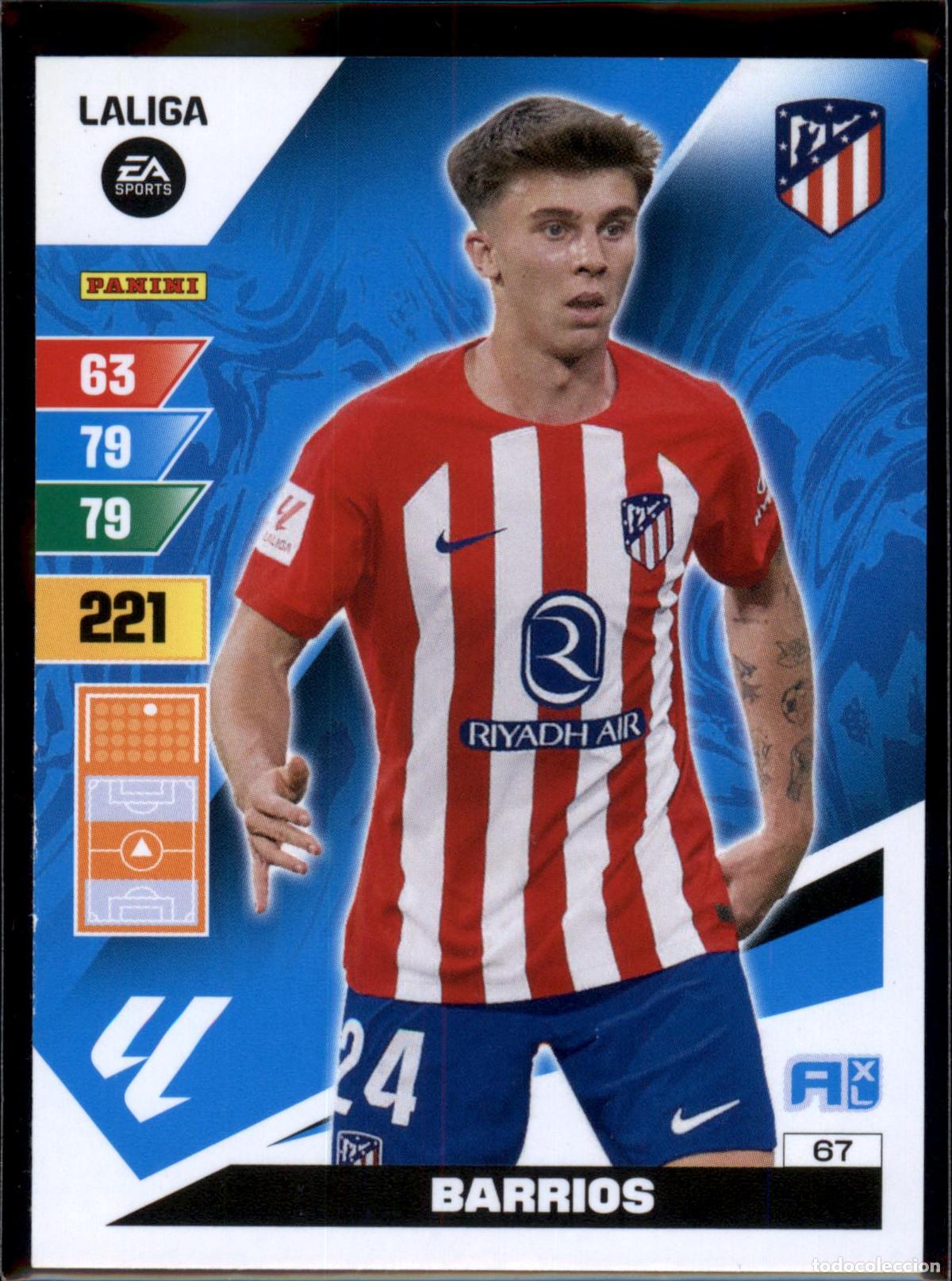 Figurine di Calcio: Barrios N&ordm; 67 Atl&eacute;tico de Madrid LaLiga EA SportsAdrenalyn XL 2023 2024 Panini 23 24