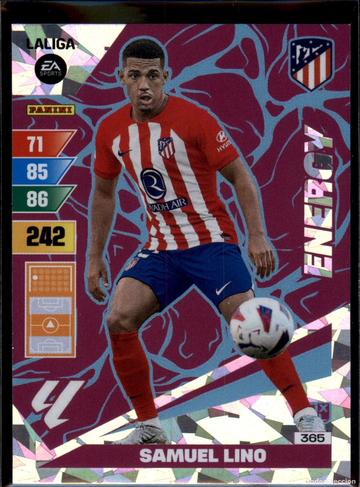 Fu&szlig;ball-Sticker: Samuel Lino Energy N&ordm; 365 Atl&eacute;tico de Madrid LaLiga EA SportsAdrenalyn XL 2023 2024 Panini 23 24