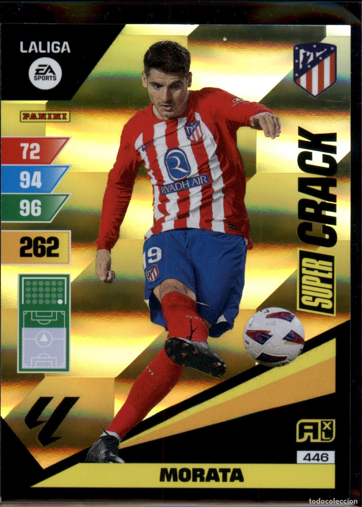 Fu&szlig;ball-Sticker: Morata Super Crack N&ordm; 446 Atl&eacute;tico de Madrid LaLiga EA SportsAdrenalyn XL 2023 2024 Panini 23 24