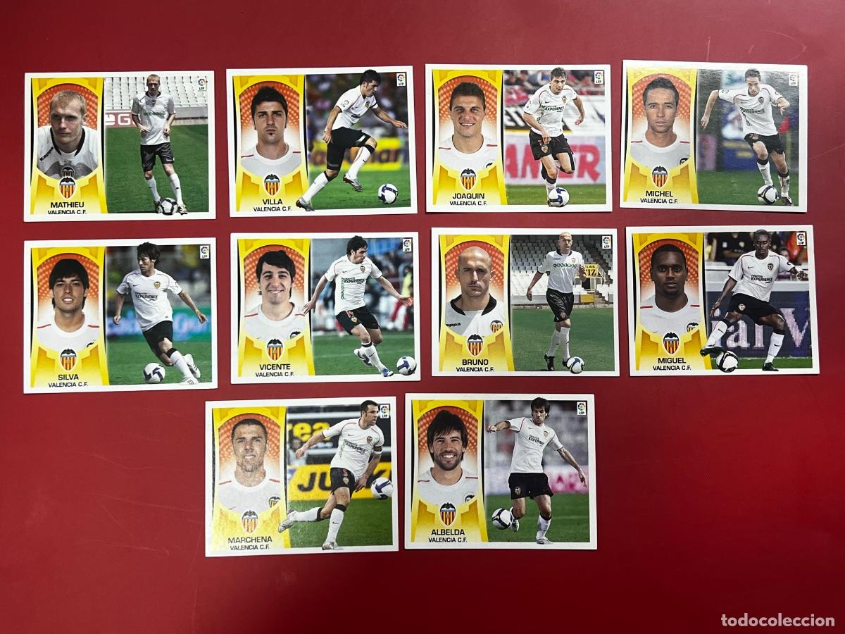 Football Stickers: LOTE 21 CROMOS DE F&Uacute;TBOL. LIGA 09/10. VALENCIA C.F. COLECCIONES ESTE. TODOS DIFERENTES.