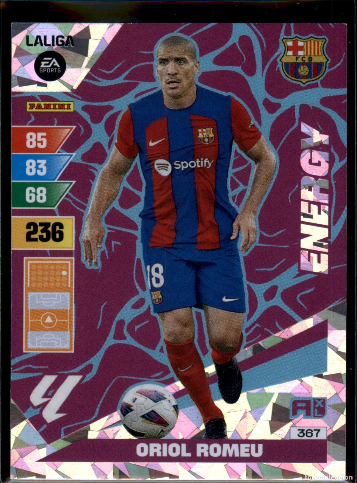 Football Stickers: Oriol Romeu Energy N&ordm; 367 Bar&ccedil;a (Barcelona) LaLiga EA SportsAdrenalyn XL 2023 2024 Panini 23 24