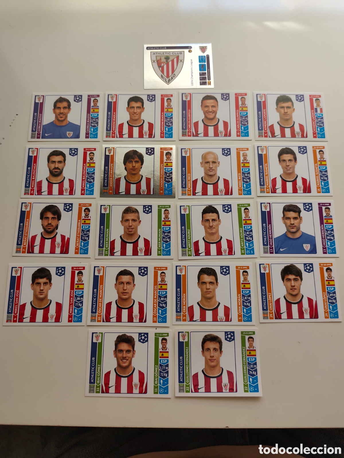 Cromos de f&uacute;tbol: COMPLETO 19 STICKERS ATHLETIC BILBAO UEFA CHAMPIONS LEAGUE 2014 2015 PANINI