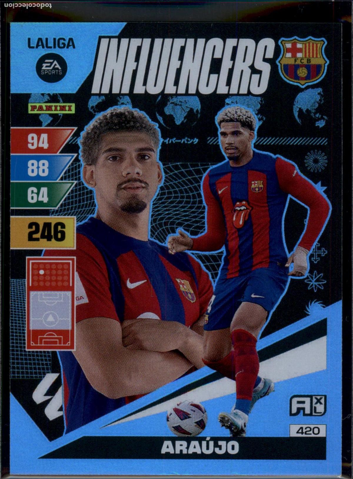 Cromos de f&uacute;tbol: Ara&uacute;jo Influencers N&ordm; 420 Bar&ccedil;a (Barcelona) LaLiga EA SportsAdrenalyn XL 2023 2024 Panini 23 24