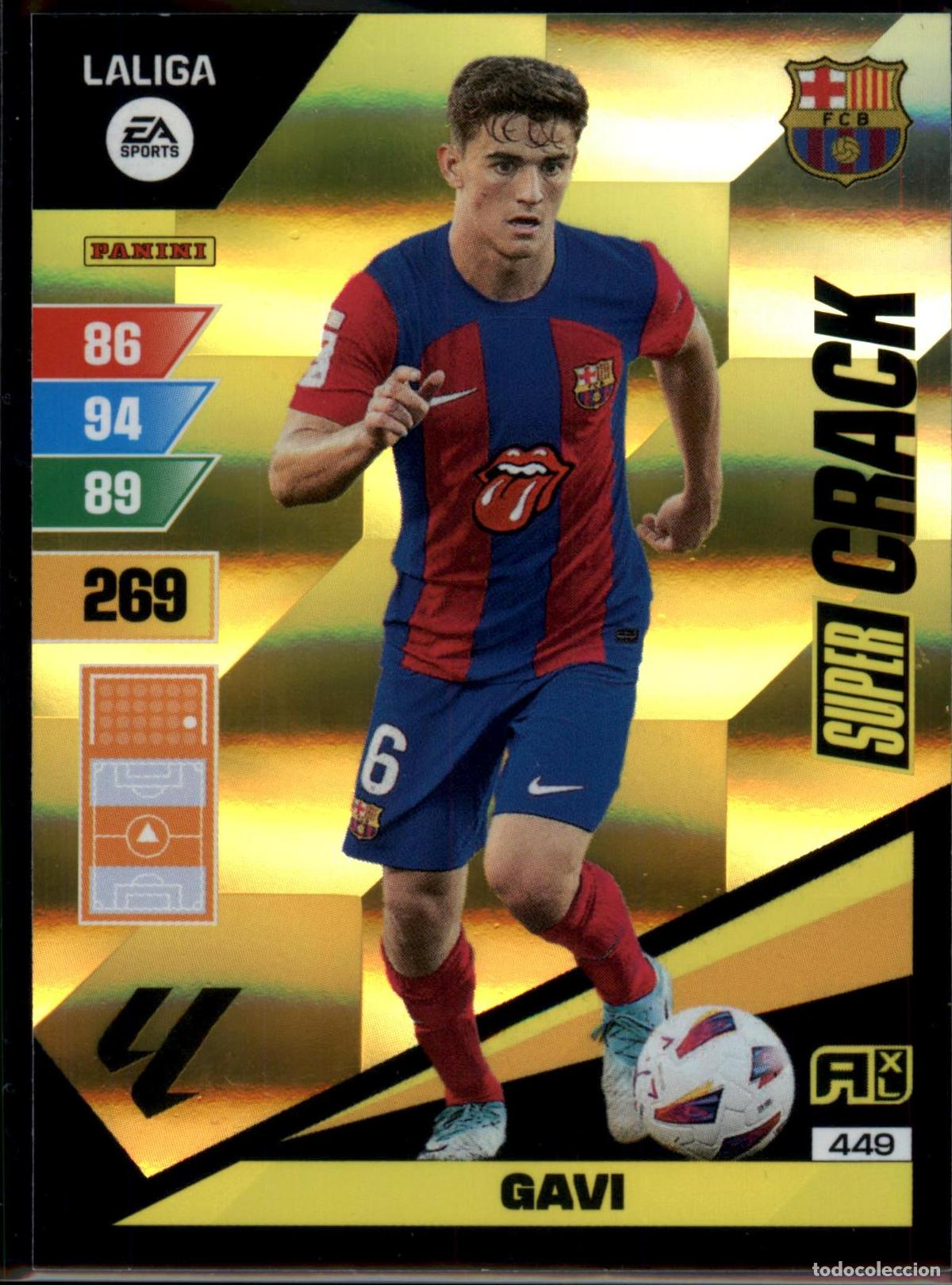 Cromos de f&uacute;tbol: Gavi Super Crack N&ordm; 449 Bar&ccedil;a (Barcelona) LaLiga EA SportsAdrenalyn XL 2023 2024 Panini 23 24