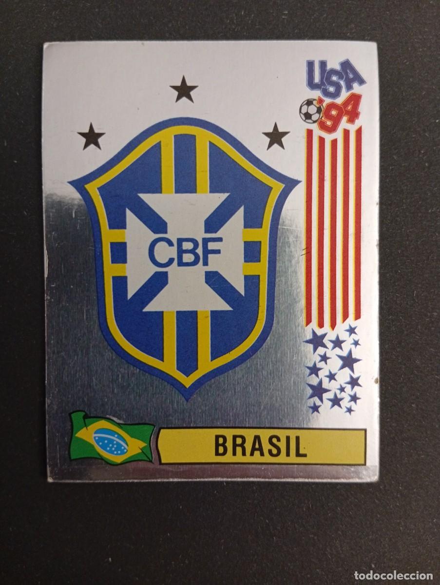 Cromos de f&uacute;tbol: ESCUDO BRASIL 96 MUNDIAL USA 94 1994 PANINI SIN PEGAR NUNCA PEGADO