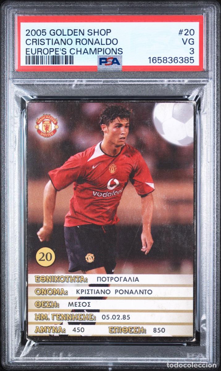 Cromos de f&uacute;tbol: Cristiano Ronaldo #20 Manchester City Golden Shop Europe&acute;s Champions 2005 PSA 3