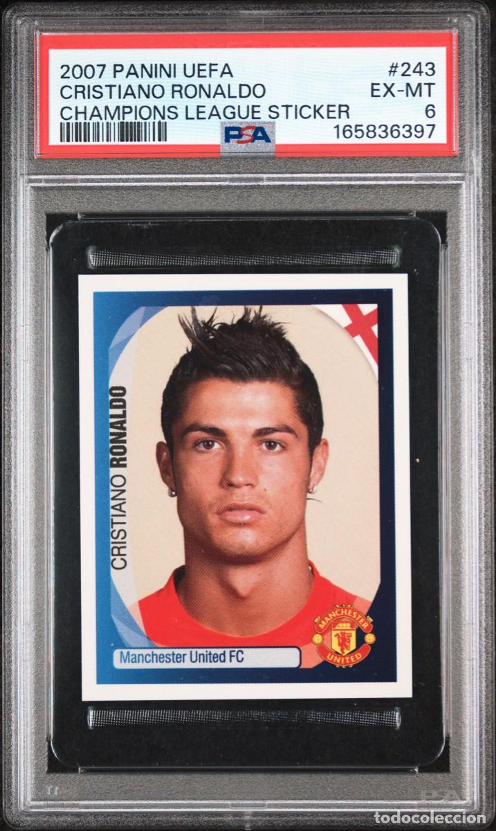 Cromos de f&uacute;tbol: Cristiano Ronaldo #243 Manchester United Panini Champions Sticker 2007 08 Psa 6