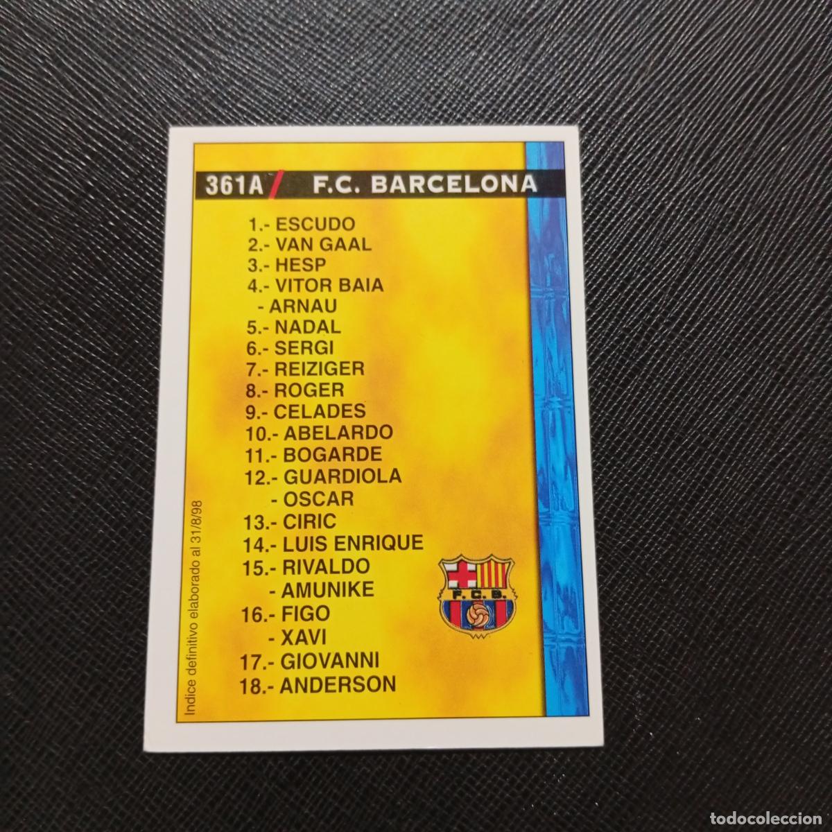 Cromos de f&uacute;tbol: 361 INDICE BARCELONA BILBAO MUNDICROMO 1998 1999 CROMO FUTBOL LIGA 98 99 - A218 PG48