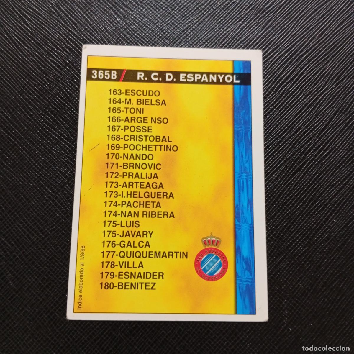 Cromos de f&uacute;tbol: 365 ESPA&Ntilde;OL VALENCIA INDICE MUNDICROMO 1998 1999 CROMO FUTBOL LIGA 98 99 - A218 PG48 1/8/98