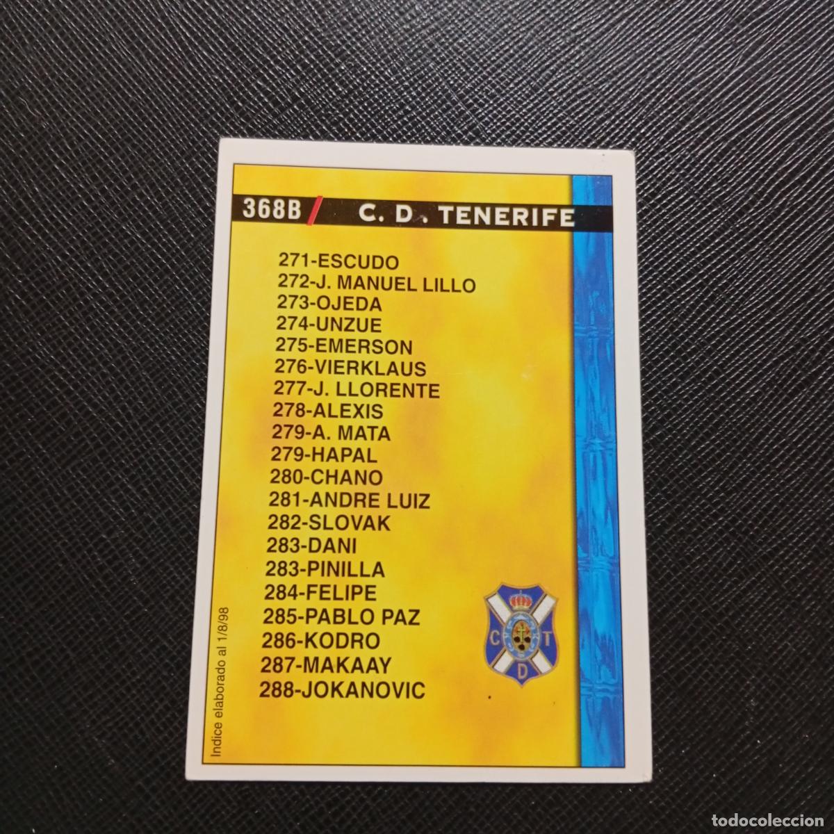 Cromos de f&uacute;tbol: 368 TENERIFE SALAMANCA INDICE MUNDICROMO 1998 1999 CROMO FUTBOL LIGA 98 99 - A218 PG48 1/8/98